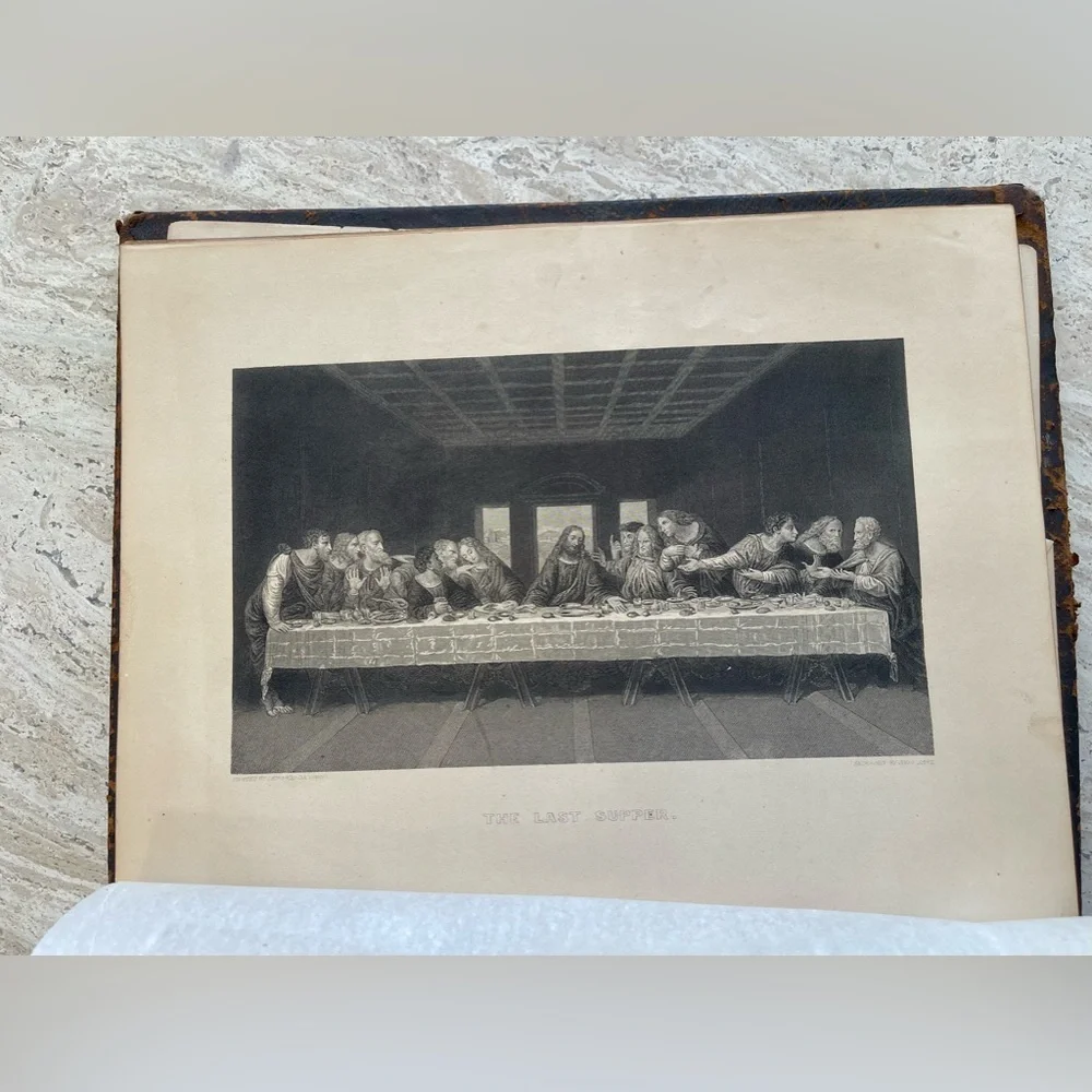 Antique 1879 Leather Family Pictorial Holy Bible G. Dore-Illman Brothers - Picture 10 of 16